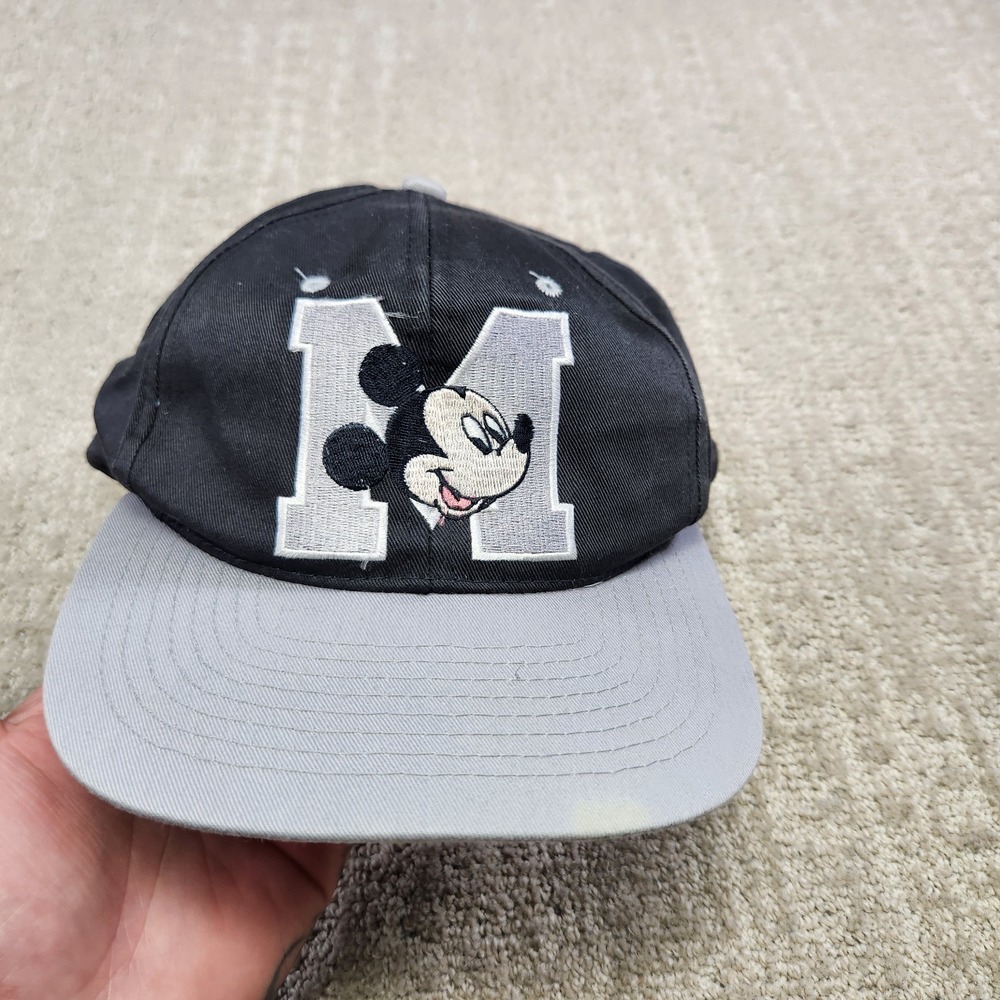 Vintage 90s Disney Mickey Mouse Snapback Hat Adult Black One Size